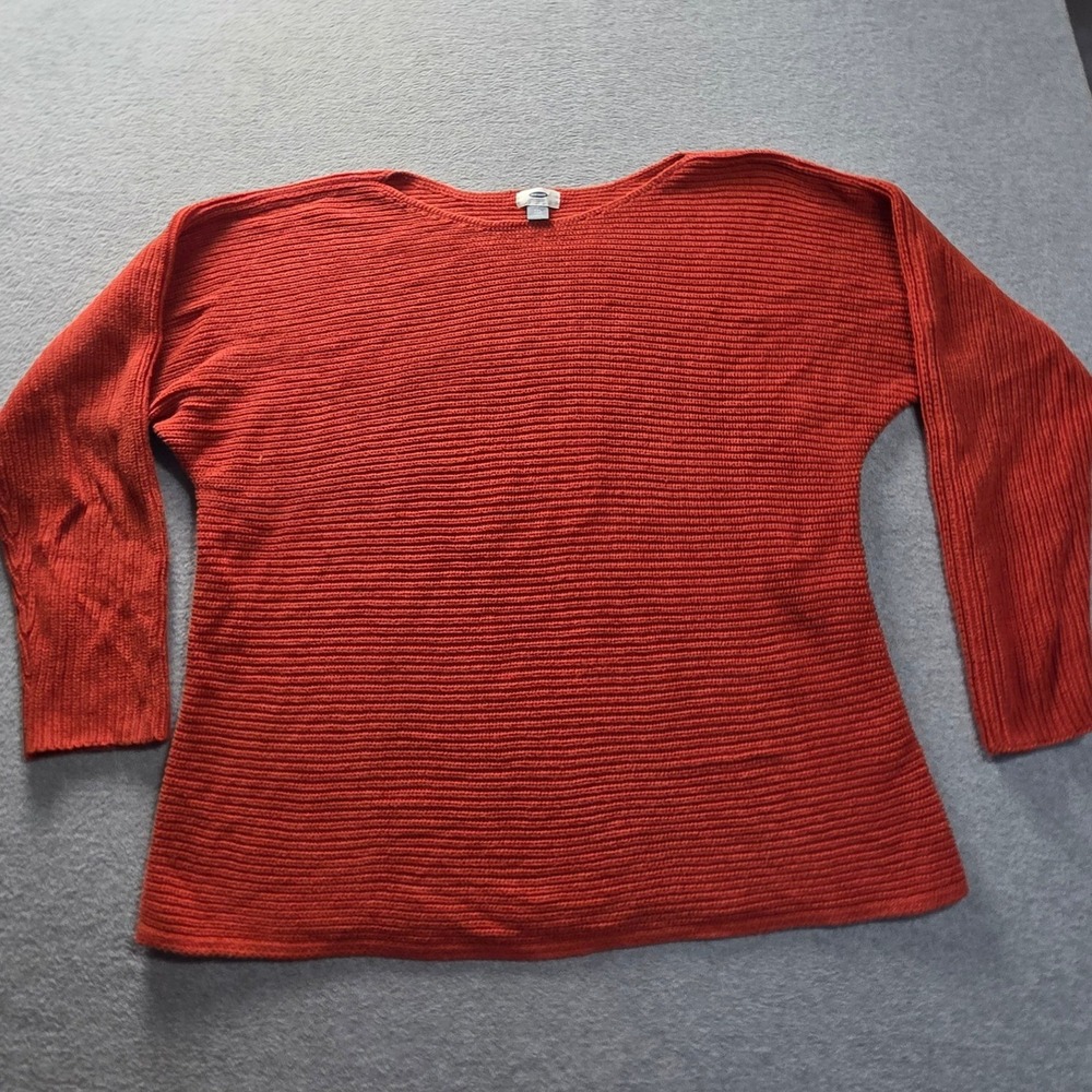 Old Navy Pullover Sweater Womens XXL Rust Orange Textured Ribbed Boat Neck Cozy